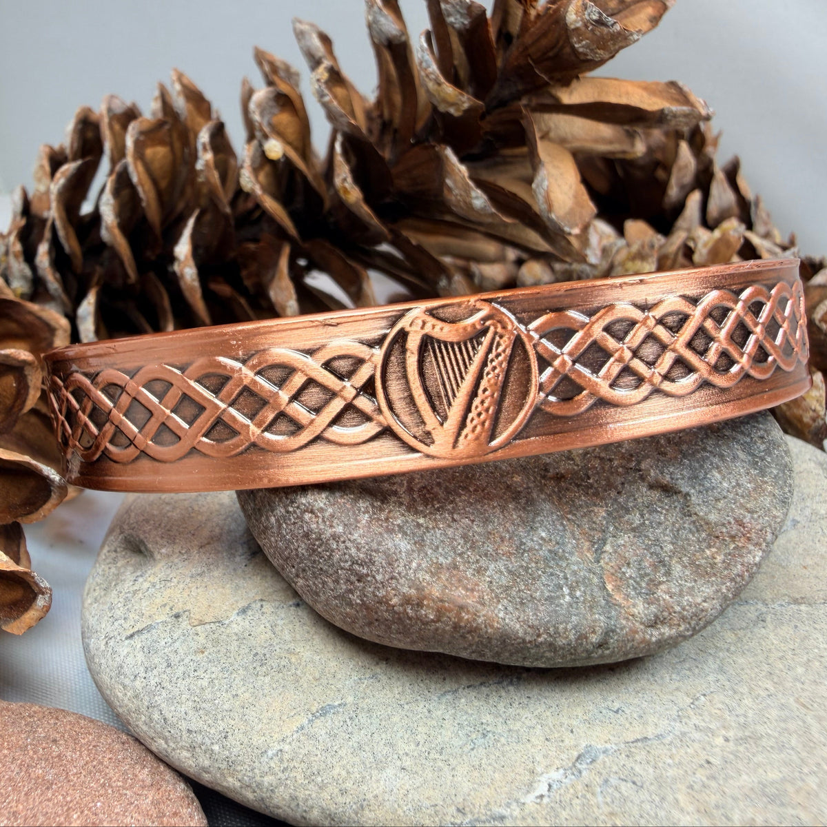 Celtic Irish Harp Copper Cuff Bracelet