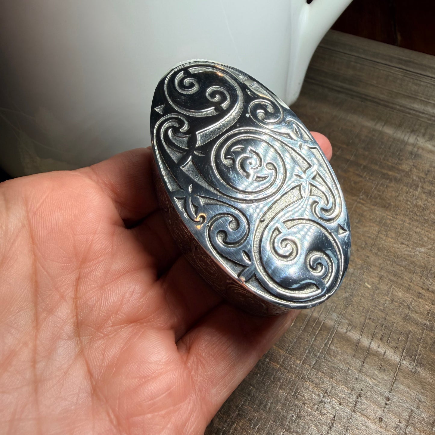 Oval Celtic Spiral Trinket Box - Handmade in Pewter