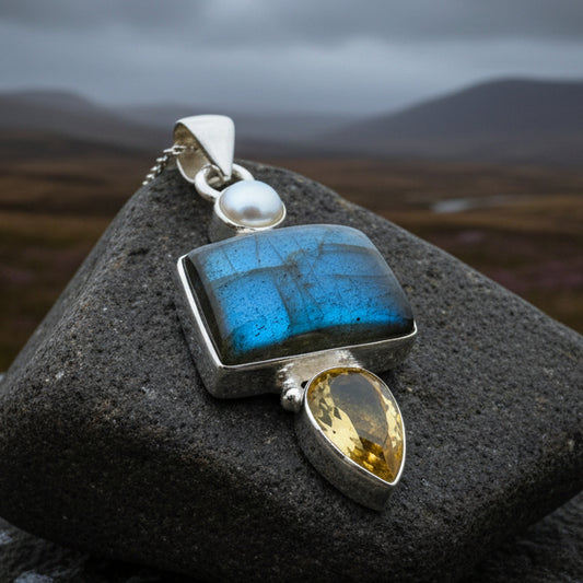 Citrine Blue Labradorite Necklace