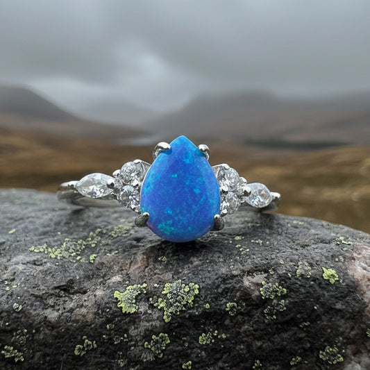 Allure Blue Fire Opal Ring