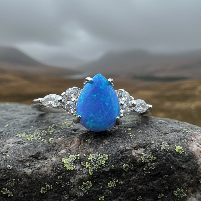 Allure Blue Fire Opal Ring