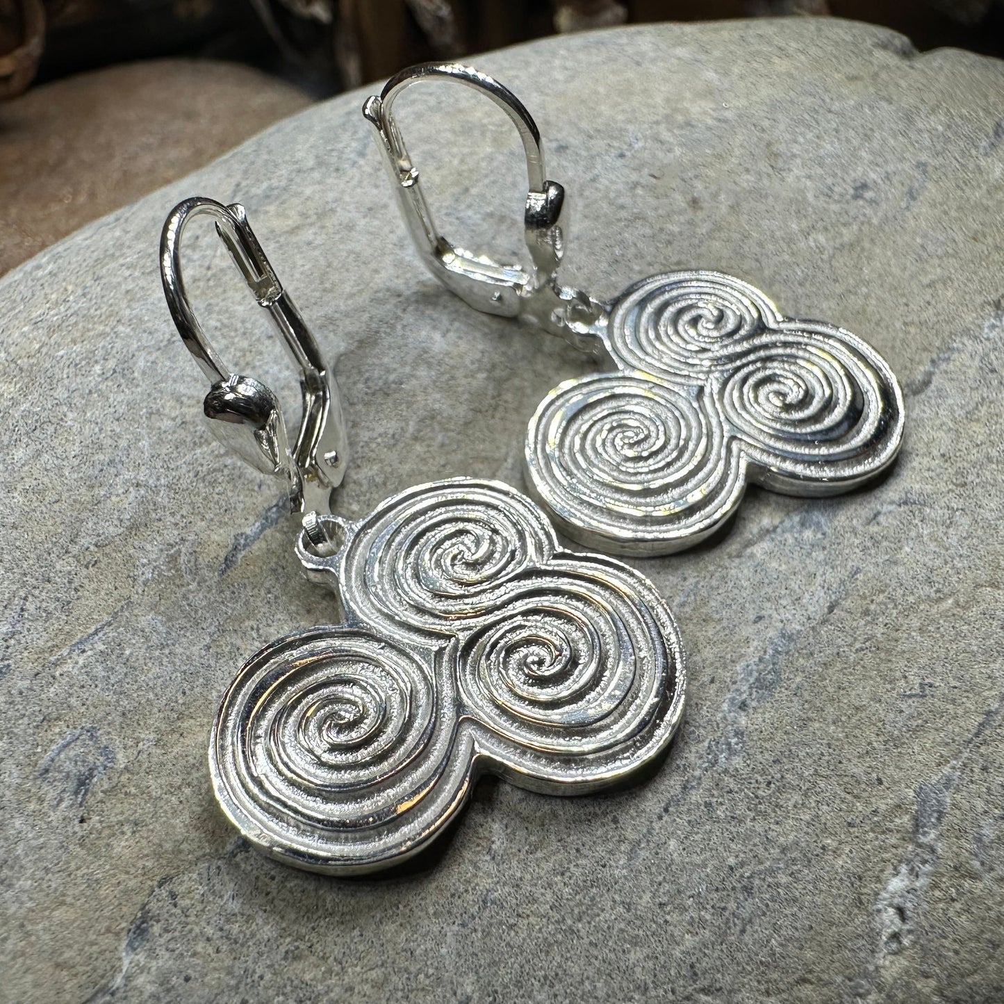 Artisan Newgrange Triple Spiral Earrings - Made in Ireland