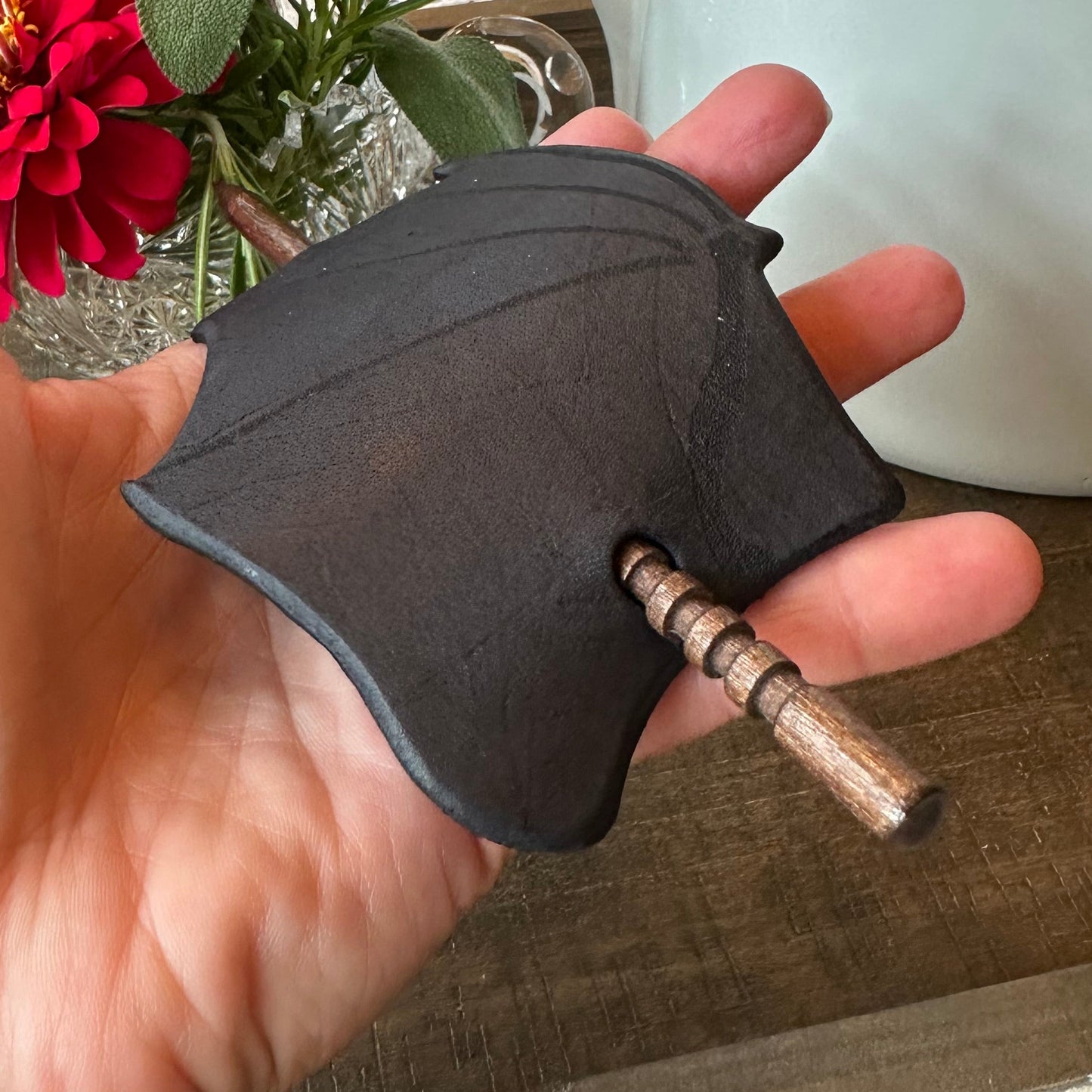 Black Bat Wing Leather Hair Slide for Women