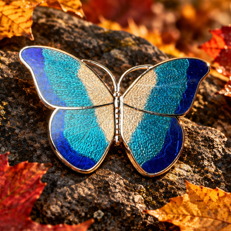 Enamel Soft Hue Butterfly Scarf Ring