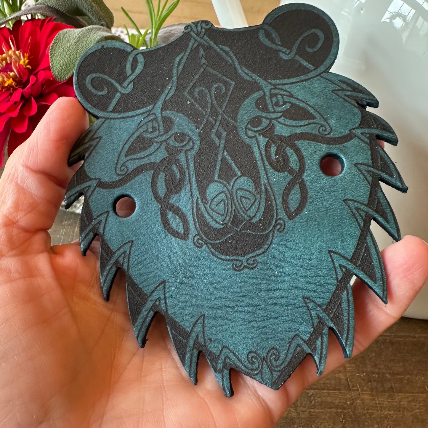 Celtic Bear Leather Hair Slide for Women