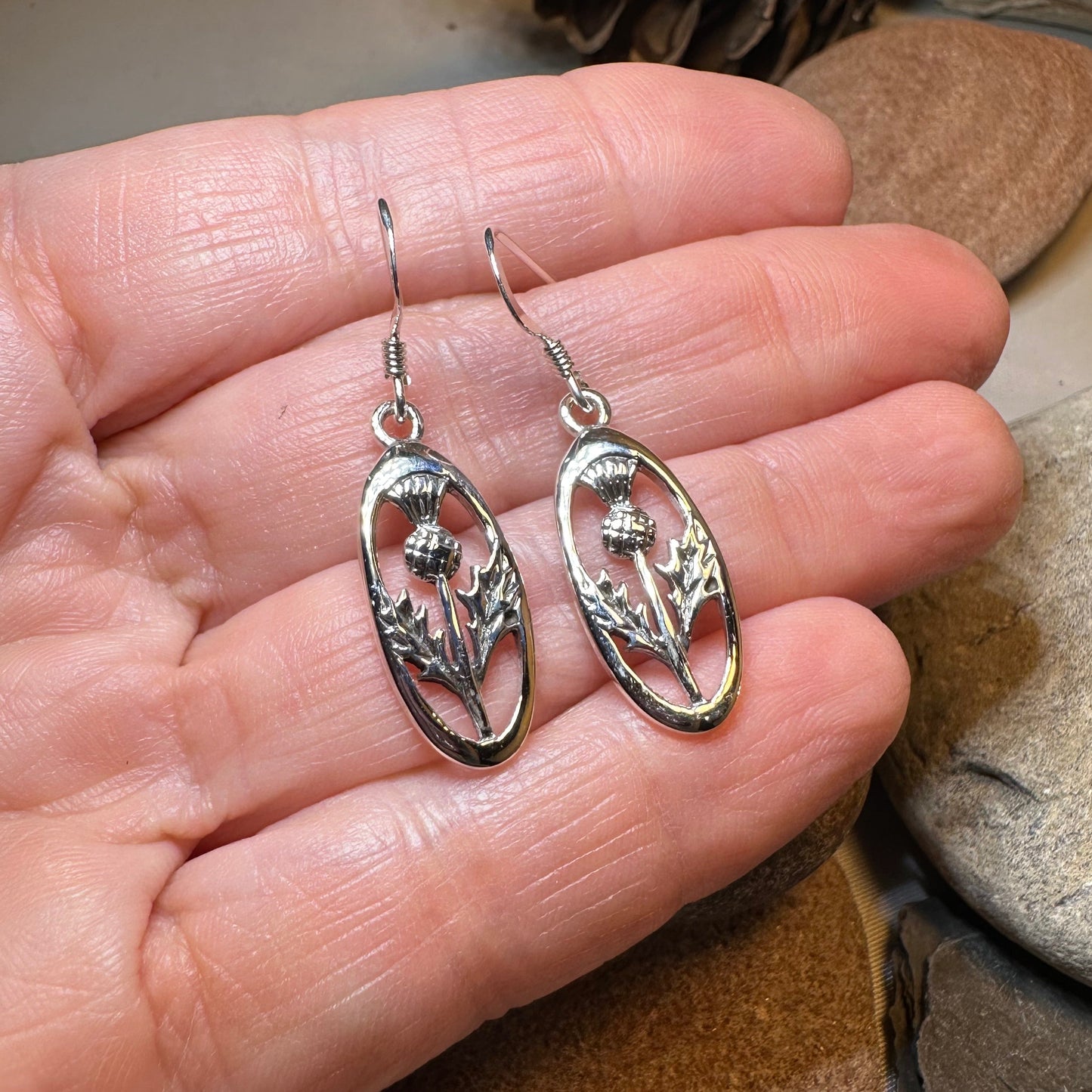 Wildwood Scottish Thistle Earrings in Sterling Silver