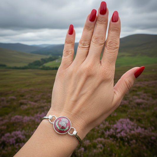 Enamel Scottish Thistle Bracelet for Women