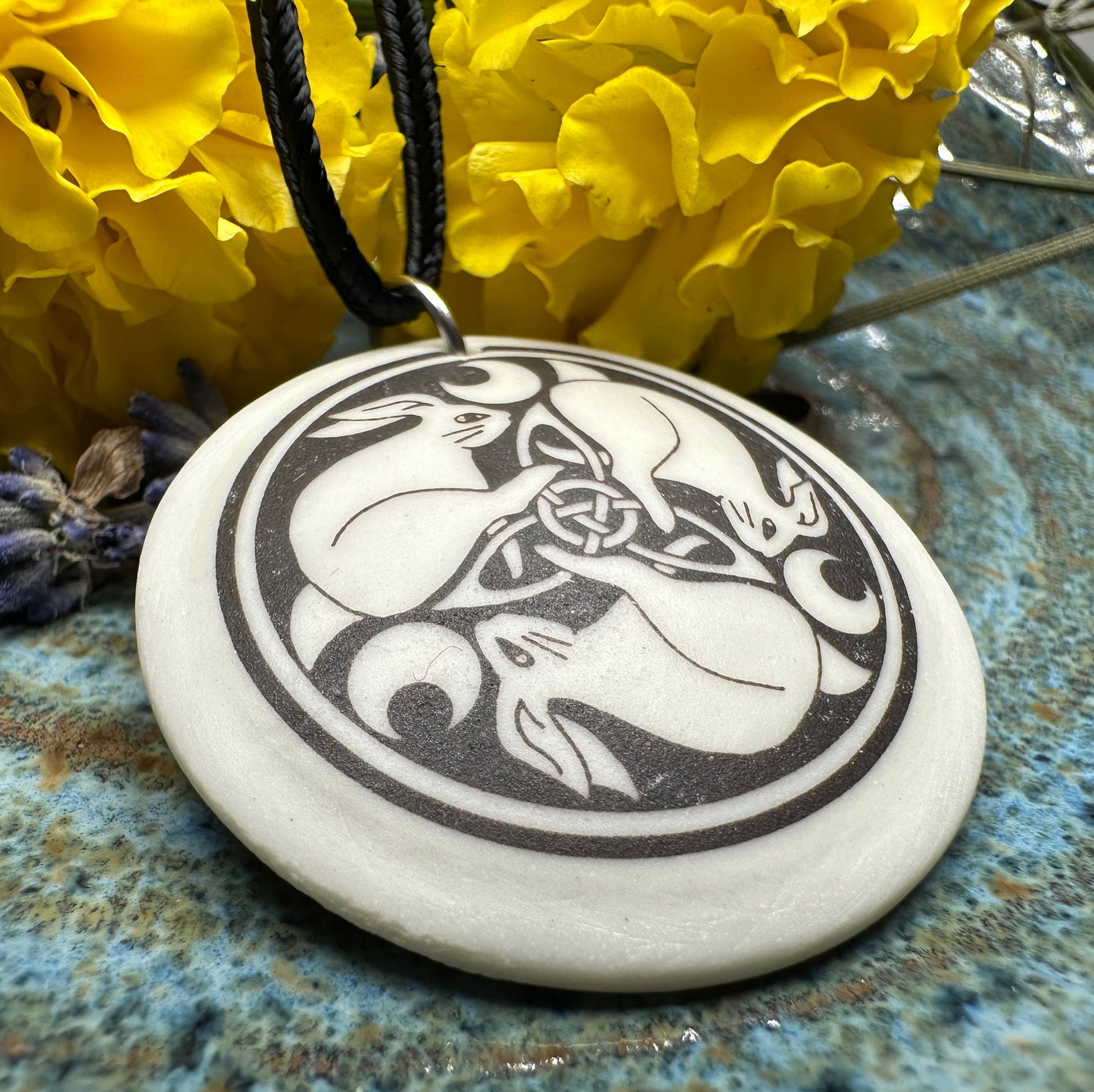 Artisan Celtic Triple Rabbit Necklace - Handmade in the U.S.A.