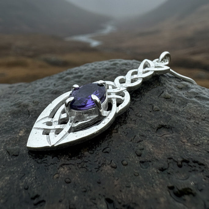 Georgina Celtic Knot Amethyst Necklace - Handmade in Scotland