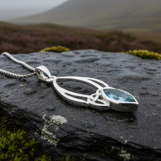 Vanessa Trinity Knot Blue Topaz Necklace — view 6
