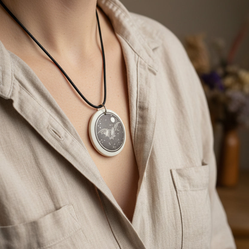 Artisan Brown Bat Necklace - Handmade in the U.S.A.