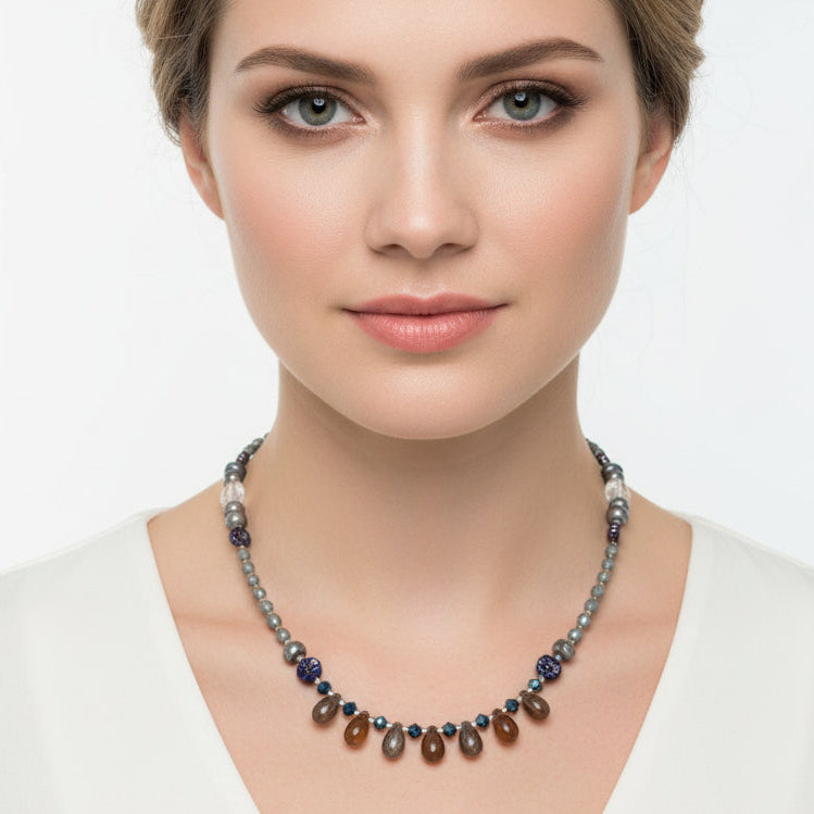 Celtic Twilight Crystal Necklace in pearl