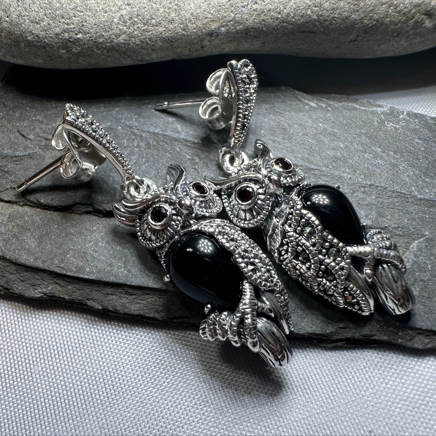 Marcasite Owl Earrings — view 5