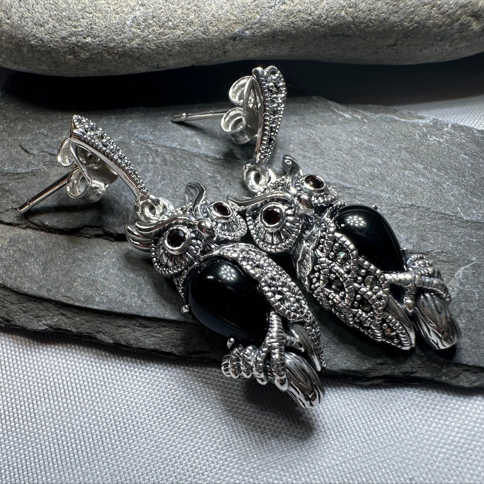 Marcasite Owl Earrings — view 5