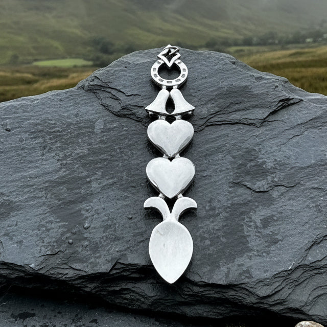 Traditional Welsh Love Spoon in Pewter