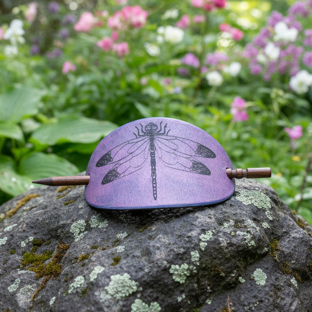 Celtic Dragonfly Leather Hair Slide for Women
