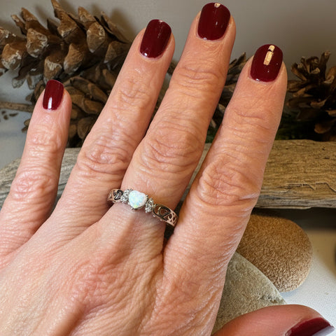 Load image into Gallery viewer, Sweetheart Opal Ring in Sterling Silver
