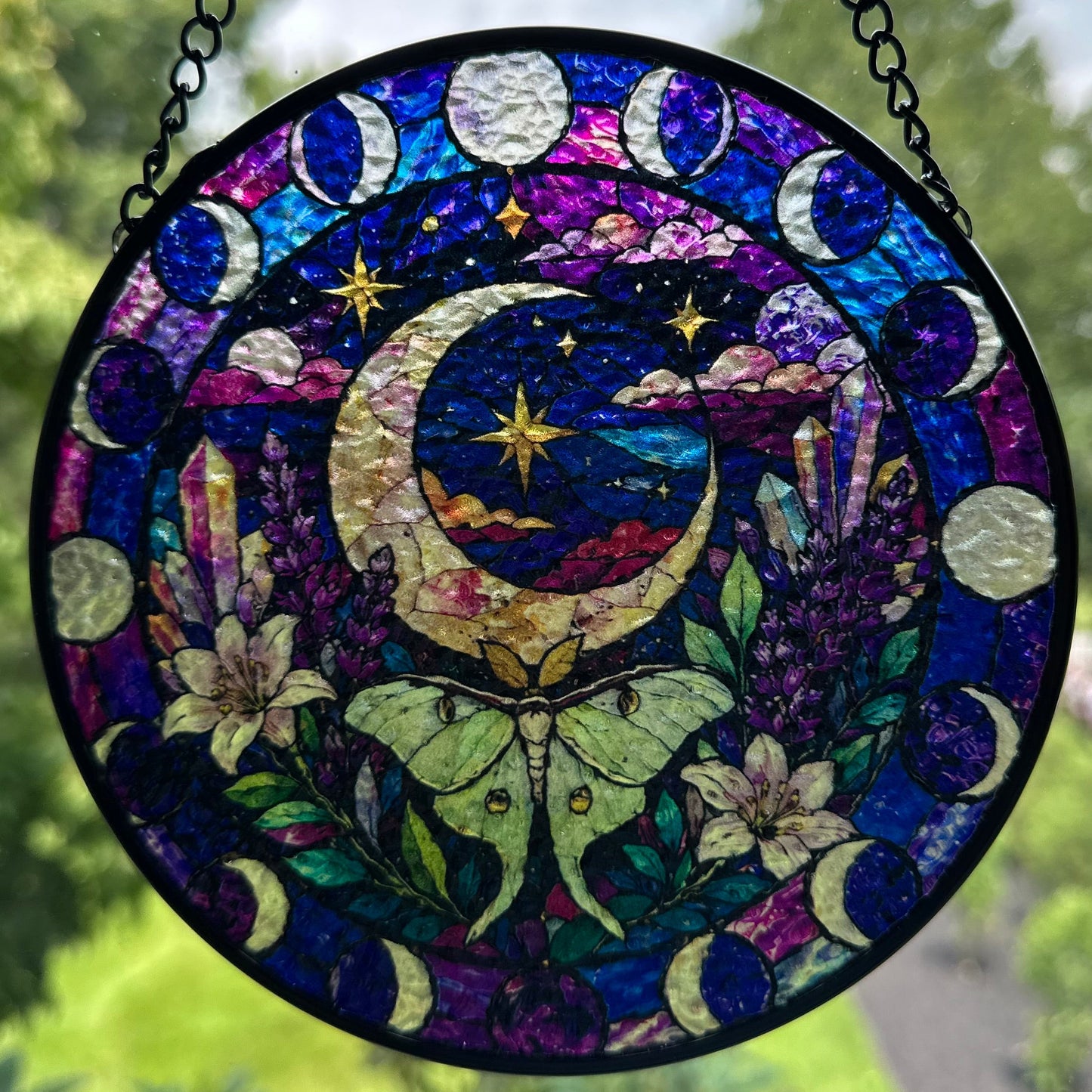 Magical Crescent Moon & Luna Moth Suncatcher