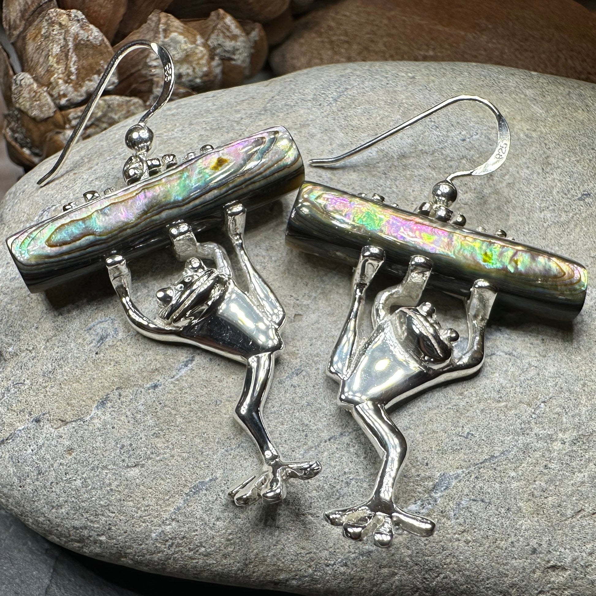 Abalone Frog Earrings — view 3