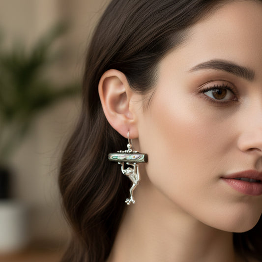 Abalone Frog Earrings — view 3