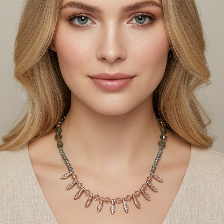 Peacock Crystal Necklace in glass