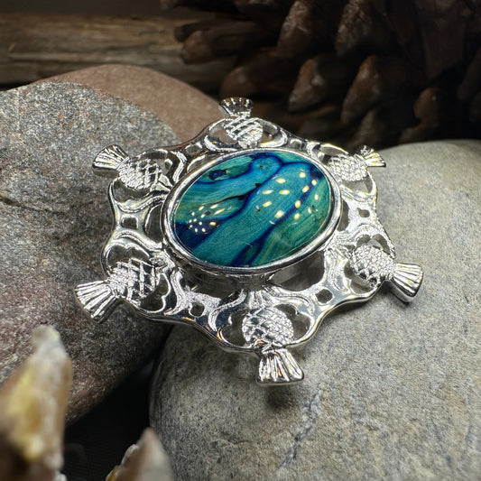 Heathergems Scottish Thistle Oval Brooch - Handmade in Scotland — view 10