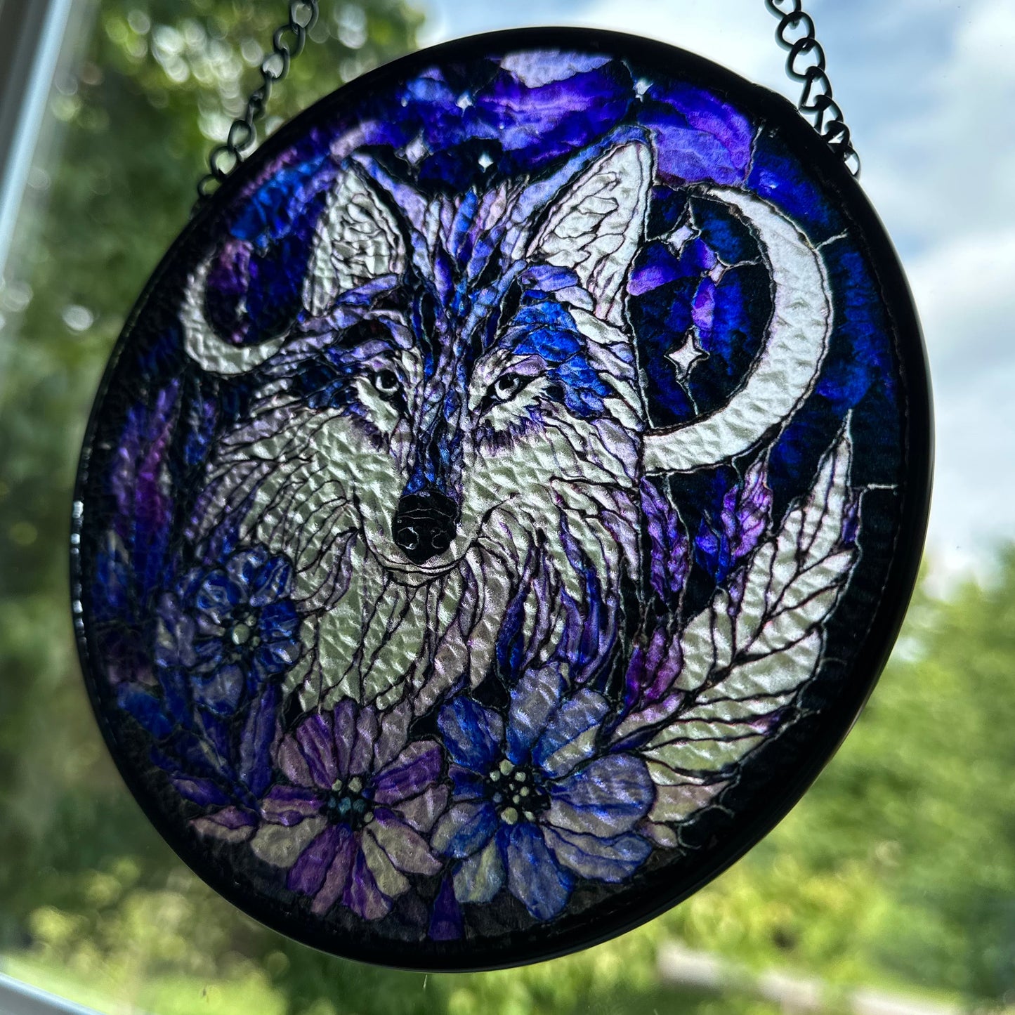 Midnight Purple Wolf Suncatcher