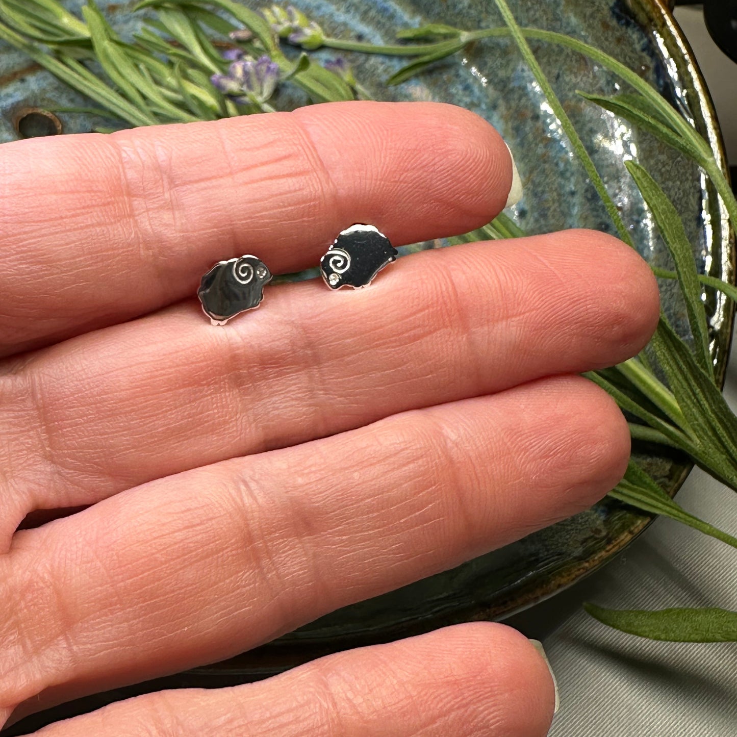 Dorset Sheep Post Earrings in Sterling Silver