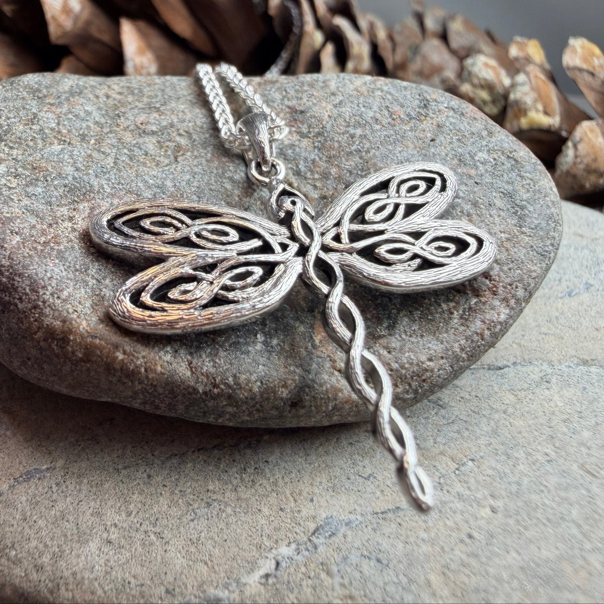 Summerdancer Celtic Dragonfly Necklace in Sterling Silver