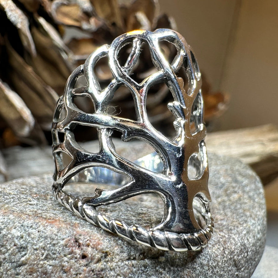 Áedh Celtic Tree of Life Ring in Sterling Silver