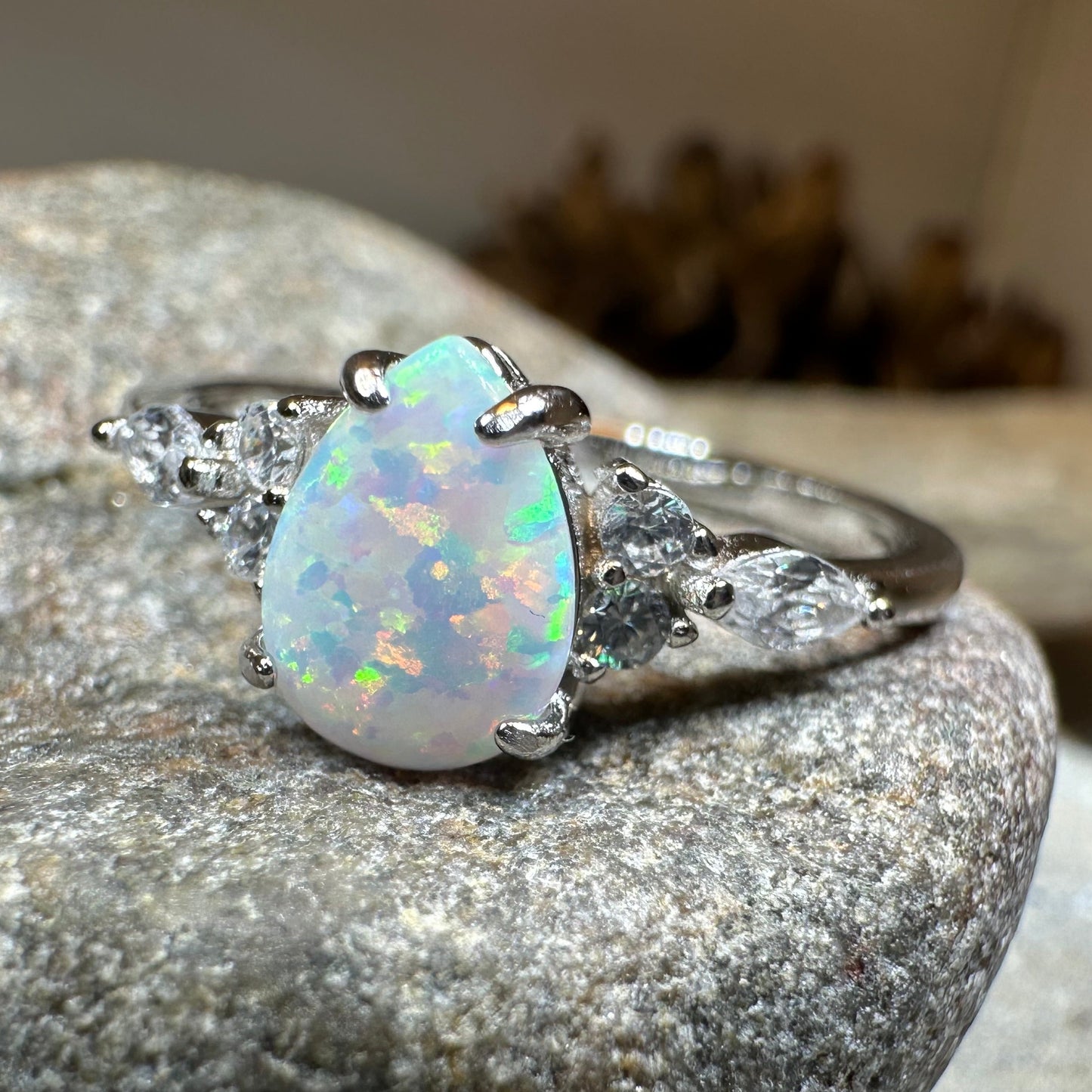 Allure White Fire Opal Ring
