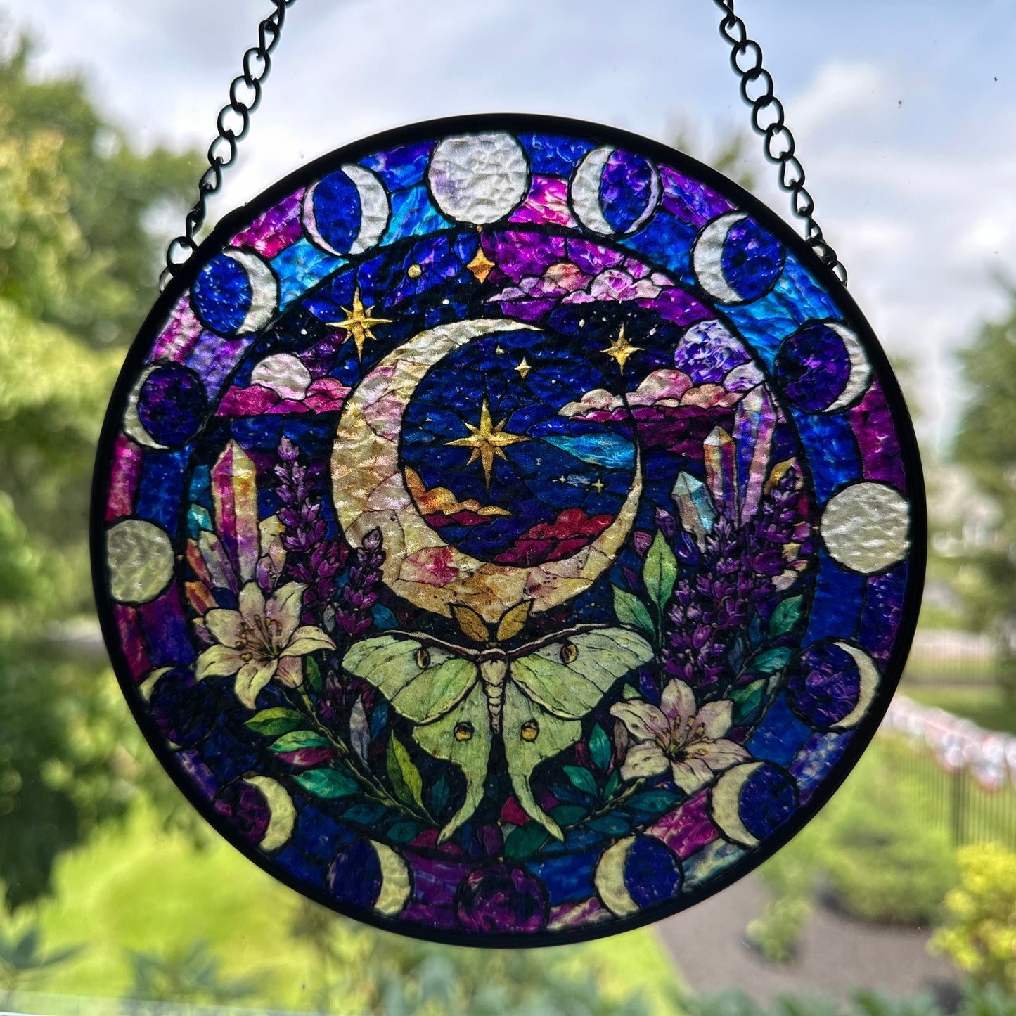 Magical Crescent Moon & Luna Moth Suncatcher