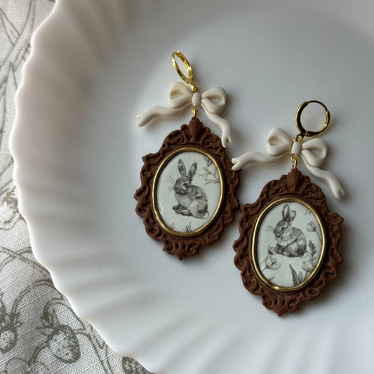 Vintage Boho Bunny Frame Dangle Earrings for Women