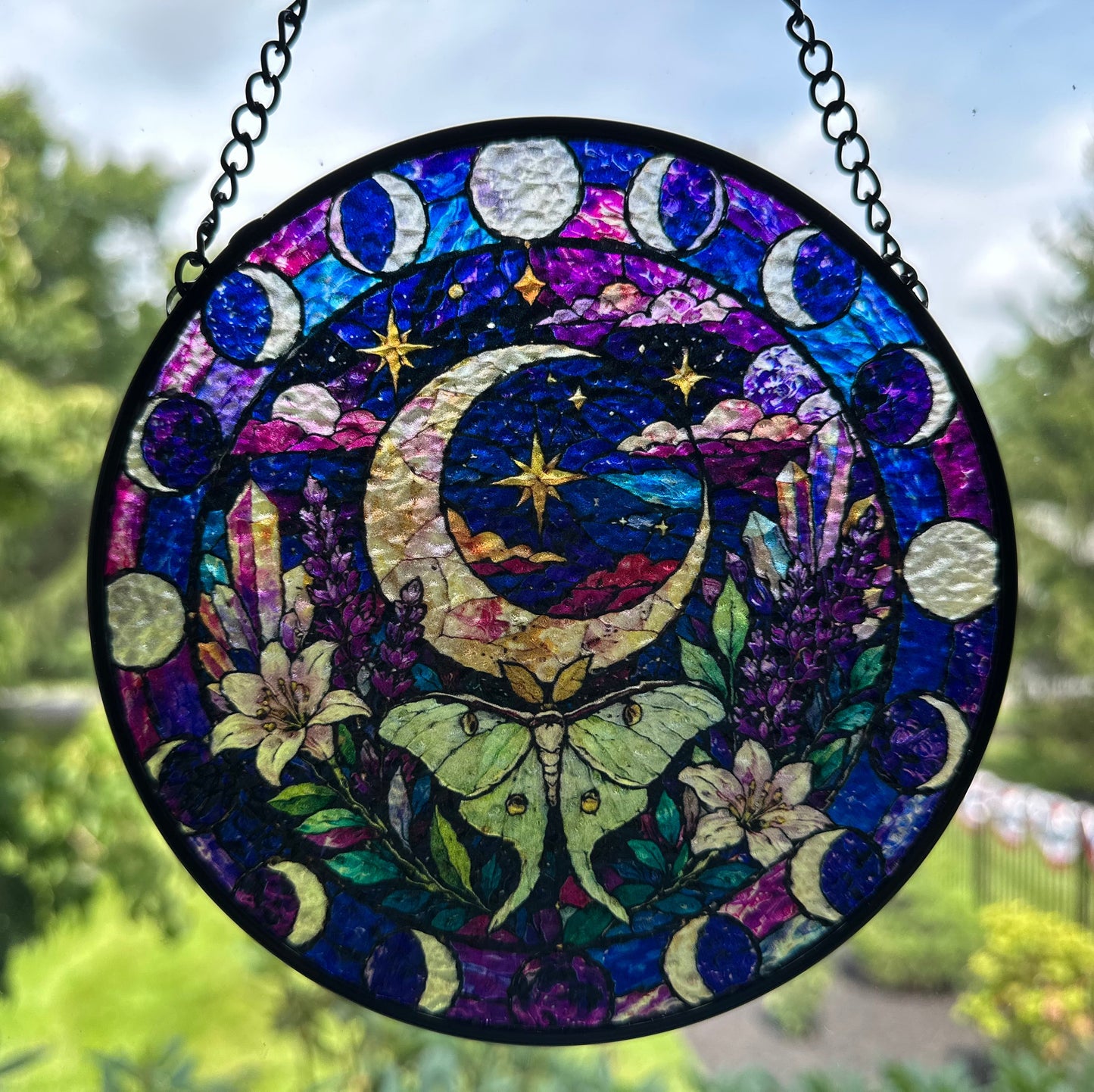 Magical Crescent Moon & Luna Moth Suncatcher