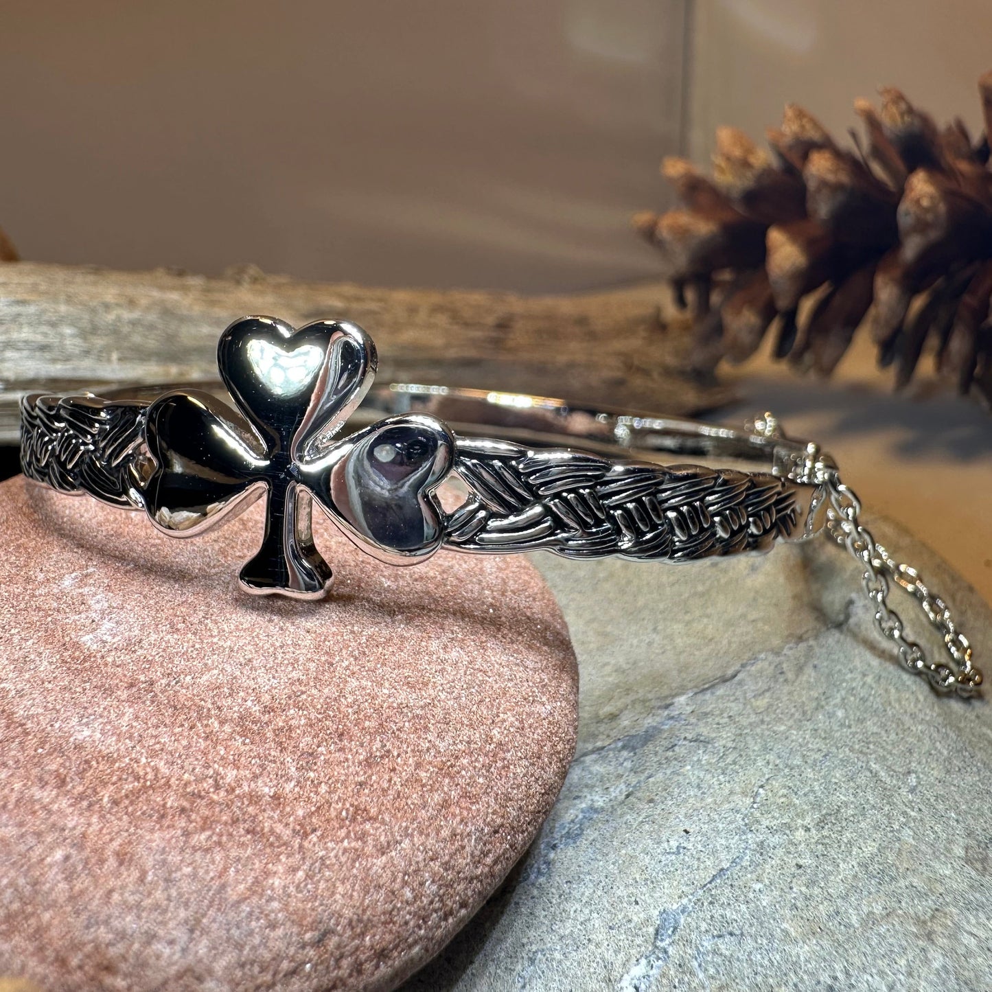 Irish Shamrock Bangle Bracelet — view 10