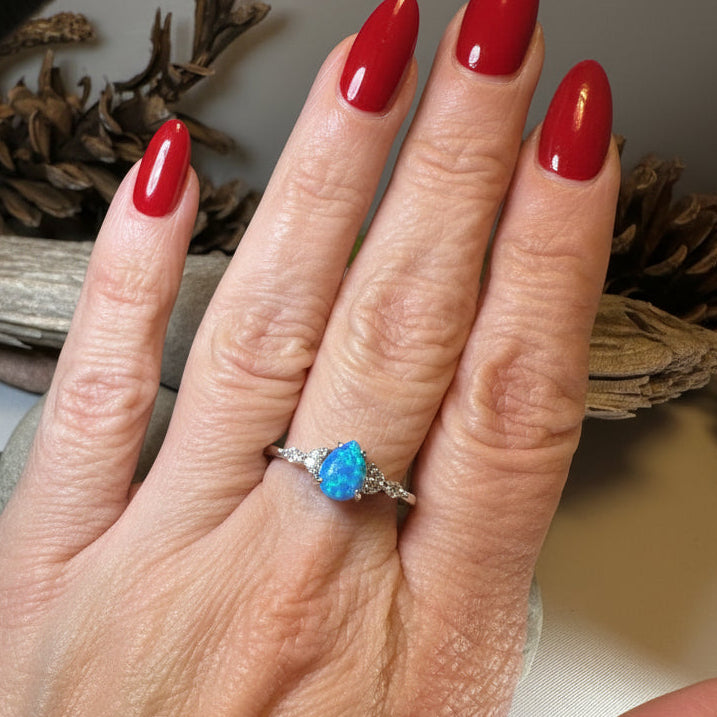 Allure Blue Fire Opal Ring