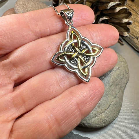 Load image into Gallery viewer, Classic Quaternary Knot Necklace in Sterling Silver
