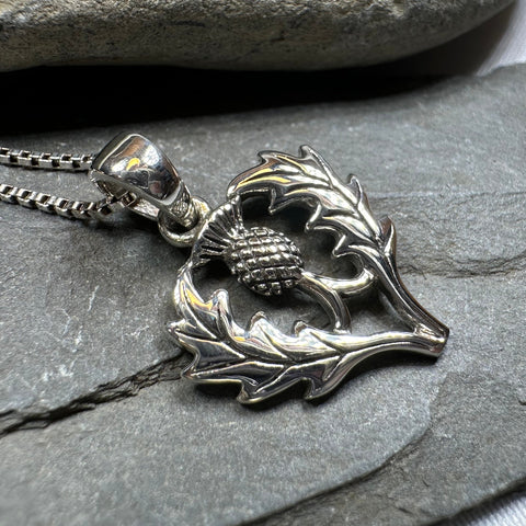 Load image into Gallery viewer, Aberdeen Scottish Thistle Necklace in Sterling Silver
