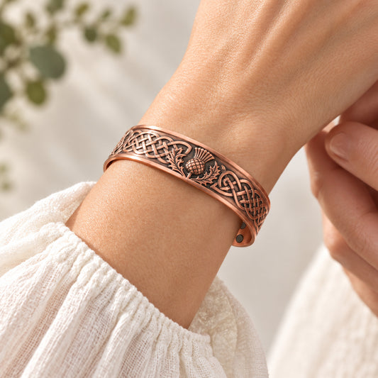 Classic Scottish Thistle Copper Cuff Bracelet