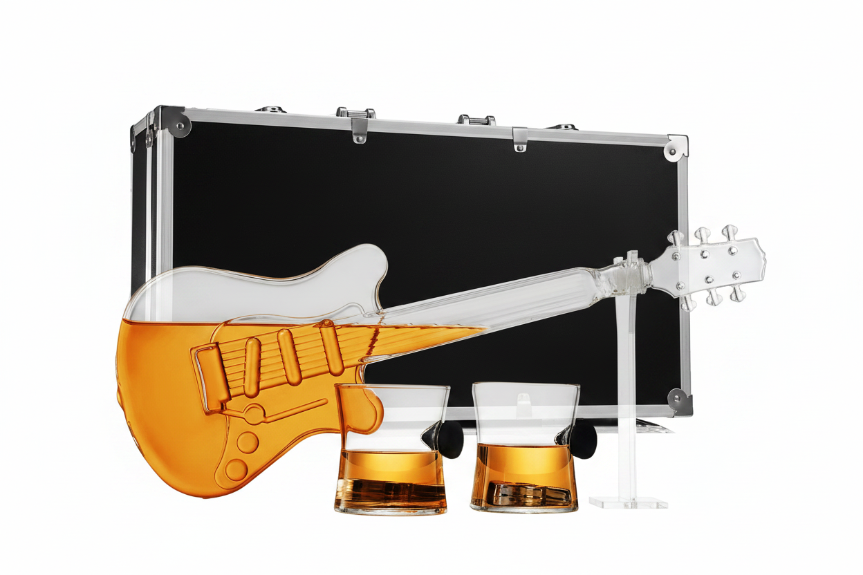 Electric Guitar Whiskey Decanter With 2 Pick Whiskey Glasses