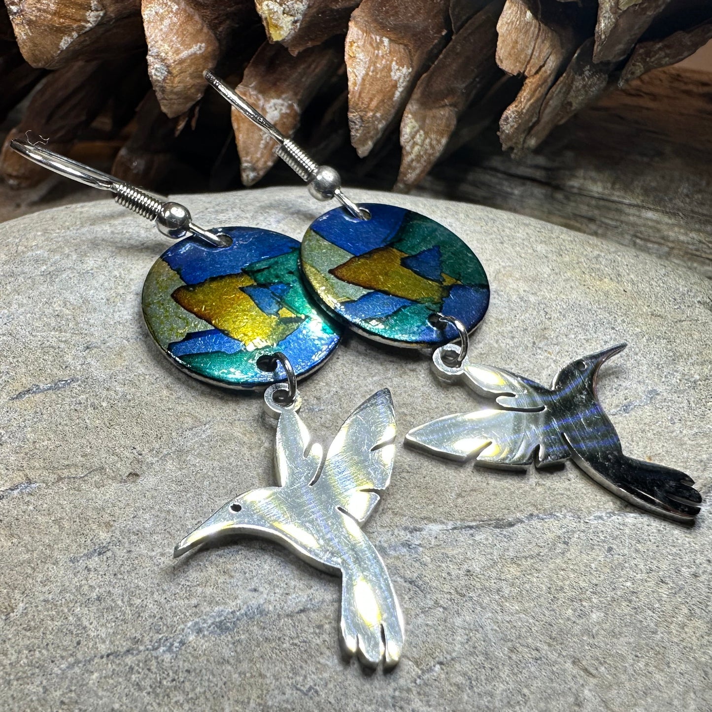Colorful Hummingbird Artisan Earrings