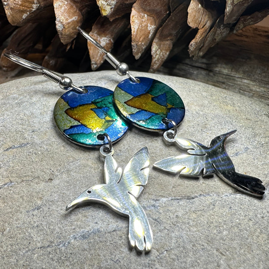 Colorful Hummingbird Artisan Earrings