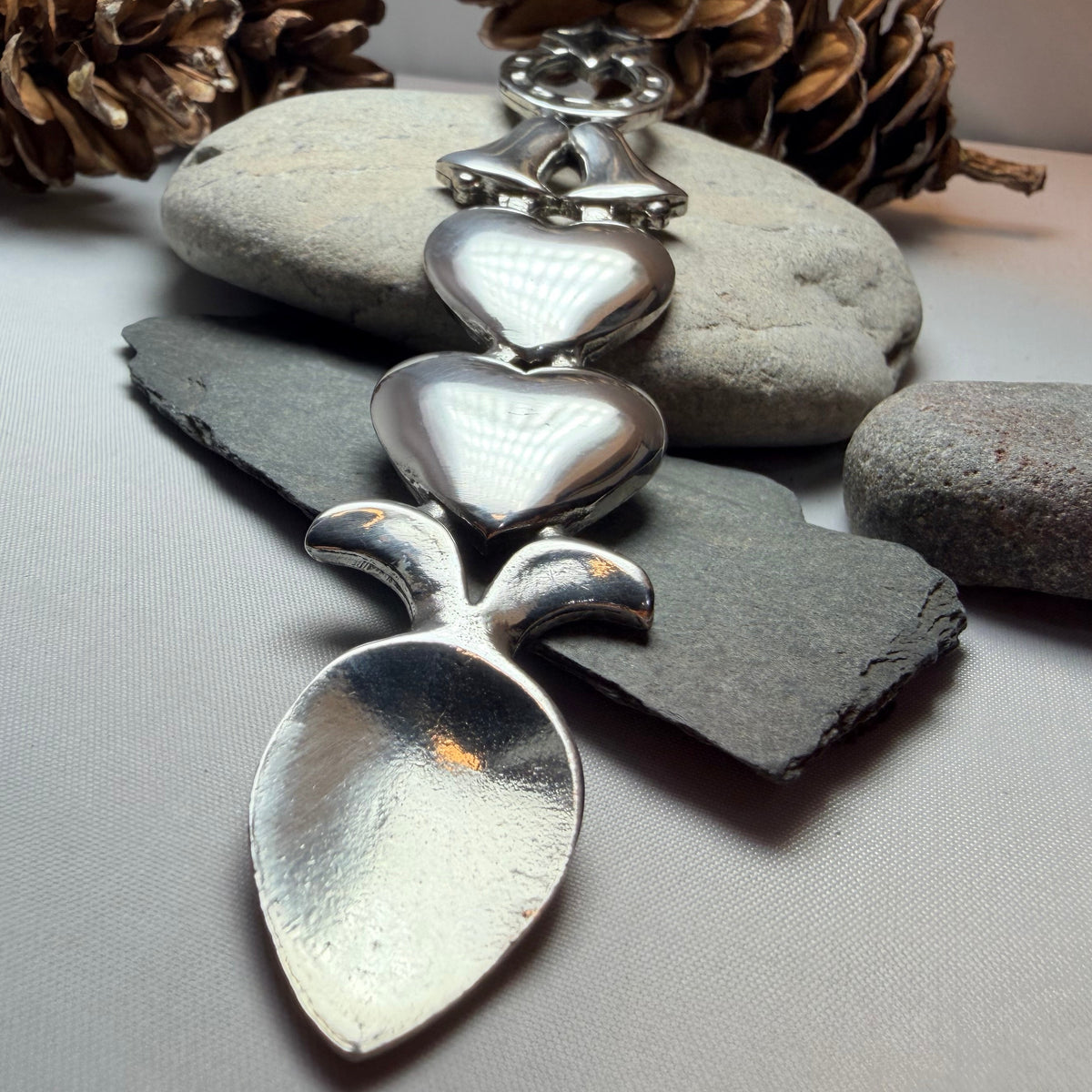Traditional Welsh Love Spoon in Pewter