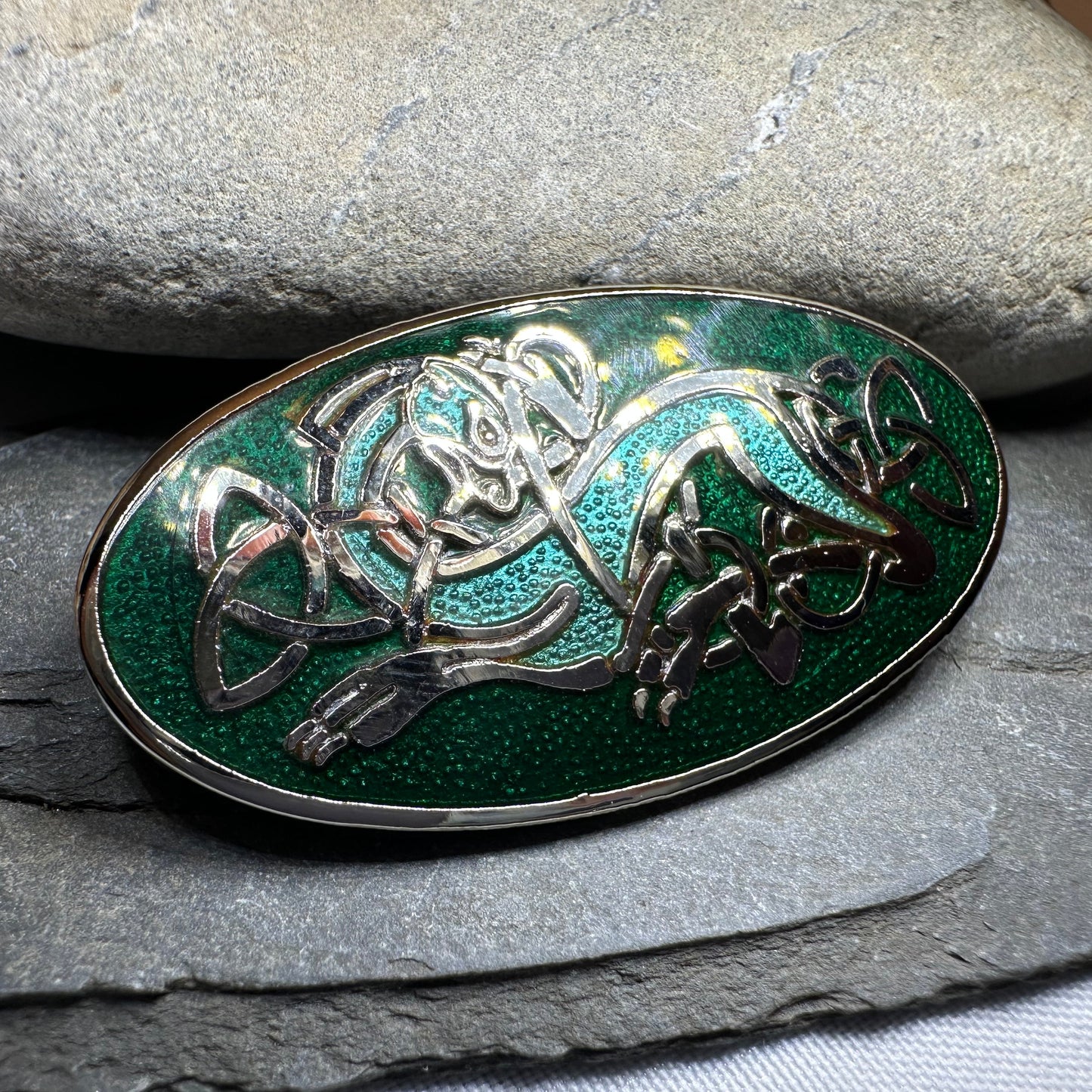 Enamel Celtic Dragon Pin — Mythic Jewelry