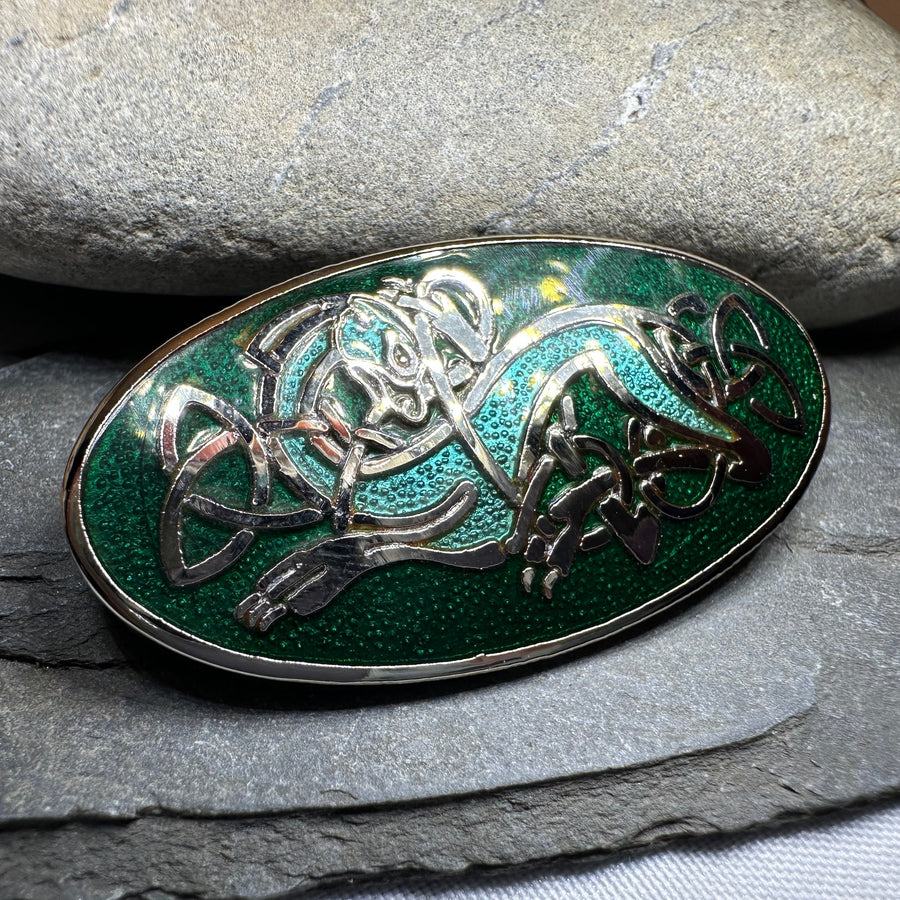 Enamel Celtic Dragon Pin — Mythic Jewelry