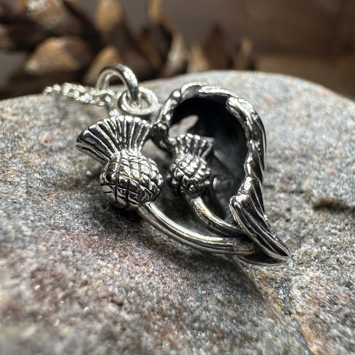 Erskine Scottish Thistle Necklace in Sterling Silver — view 7