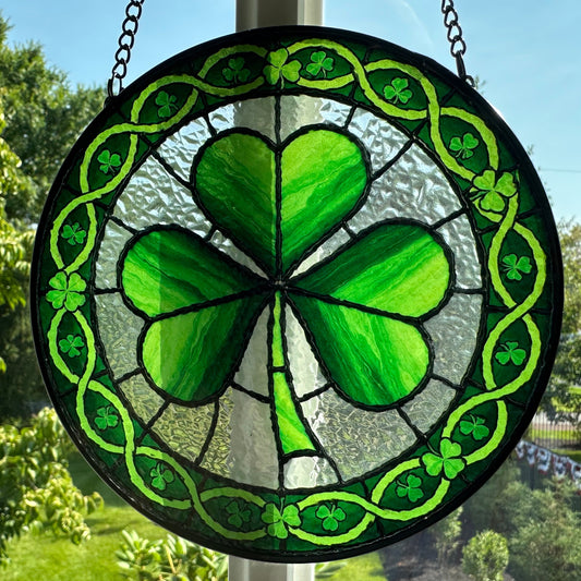 Ireland Forever Shamrock Stained Glass Gift