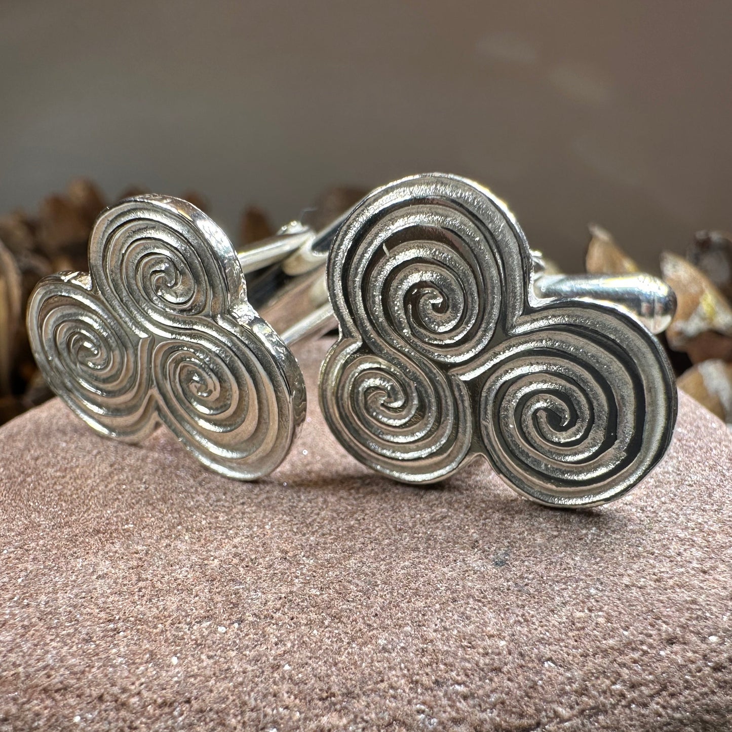 Artisan Newgrange Triple Spiral Cufflinks - Made in Ireland