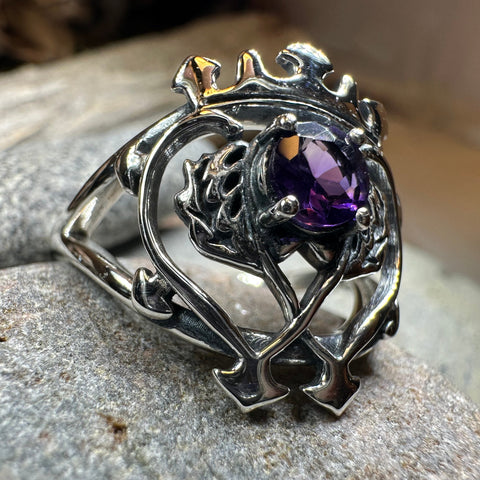 Load image into Gallery viewer, Dedication Scottish Luckenbooth Amethyst Ring in Sterling Silver
