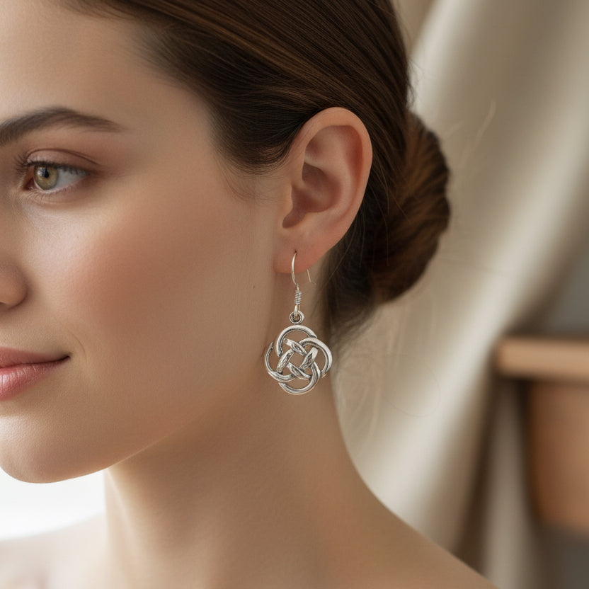 Classic Celtic Dara Knot Earrings — view 2